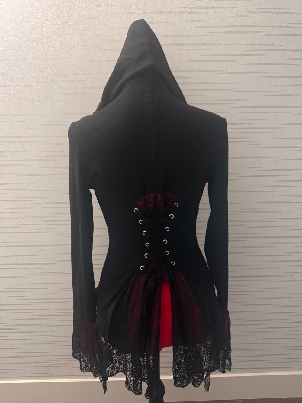 Tripp nyc Corset Zip Hoodie Black/Red/Lace/ in Size S in EUC - Picture 3 of 7